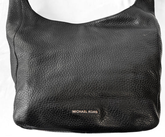 Michael Kors Black Pebbled Leather Slouchy Large Hobo Shoulder Bag