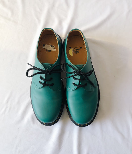 Dr. Martens Teal Green Smooth Leather Oxford Shoes, 9M / 10 L