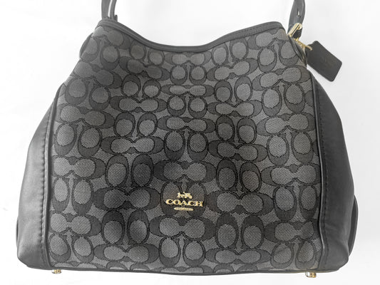 Coach Edie 31 Dark Grey/Black Signature Jacquard Canvas Shoulder Bag, Style #57933