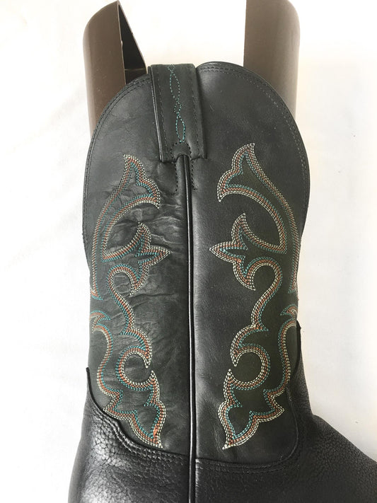 Vintage Tony Lama Leather Black and Gray Style #7939 Cowboy Boots, Men's Sz. 8.5D, Vintage Western Boots
