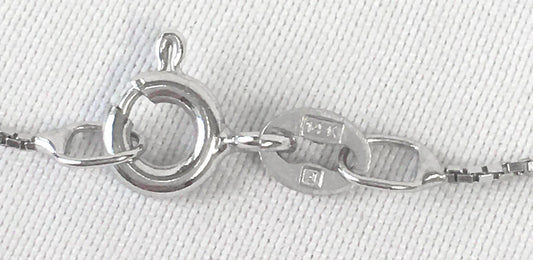 14K White Gold Box 24" Chain Necklace, 1mm Width, Simple Everyday Dainty Layering Chain Necklace