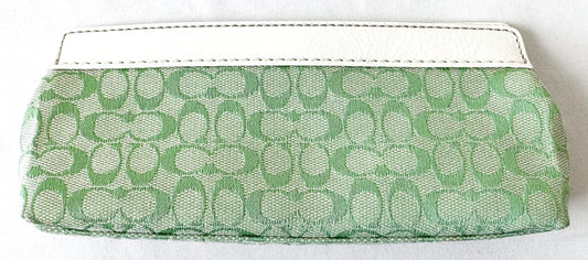 Y2K 00s Coach Pastel Green Signature Monogram Jacquard Leather Pouch