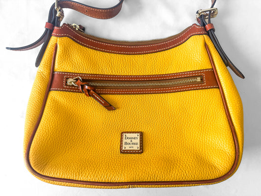 Dooney and Bourke Piper Yellow Pebbled Leather Crossbody Bag
