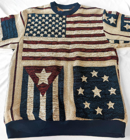 Vintage Sugar Street Weaves Americana Stars and Stripes Crewneck Sweater, Women's Sz. L