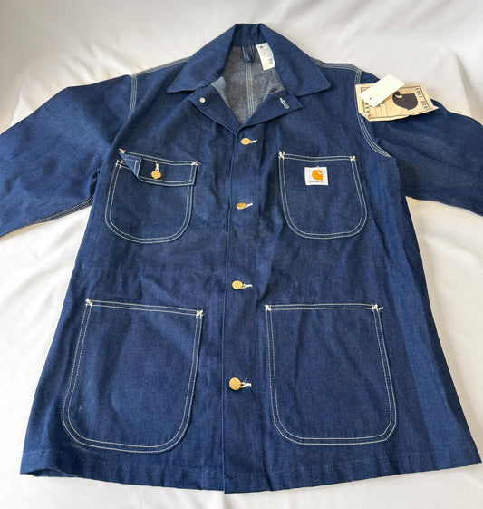 90s Deadstock Carhartt Dark Wash Denim Chore Jacket, Approx. Men's Sz. XL