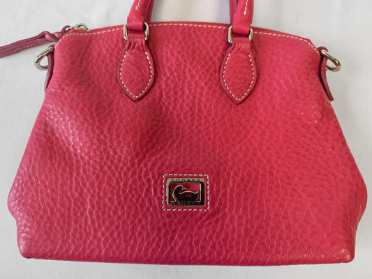 Dooney and Bourke Pink Pebbled Leather Satchel with Detachable Crossbody Strap