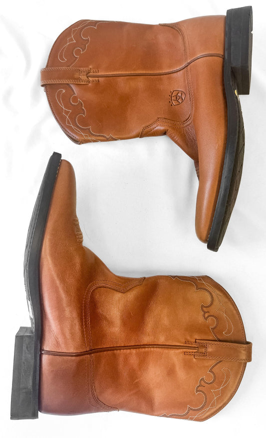 Ariat Sonoro Burnt Orange Leather Cowboy Unisex Boots, Men's Sz. 7.5B, Western Boho Style Festival Boots