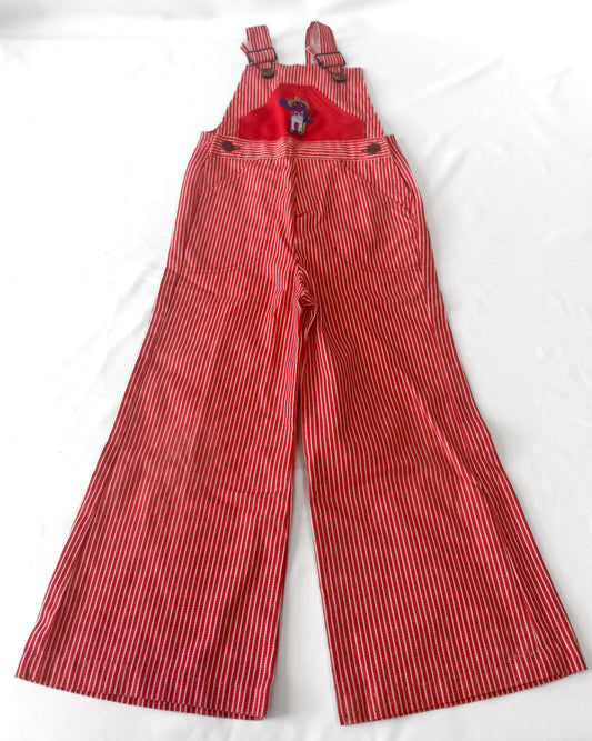 Vintage JCPenney Sesame Street Grover Red Striped Denim Overalls, Kids Size 4T