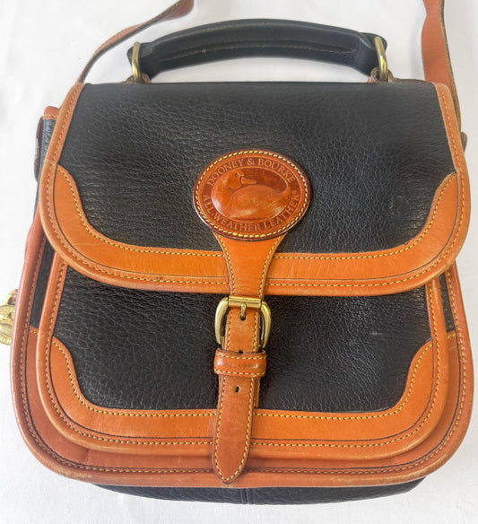 Vintage 90s Dooney and Bourke Surrey All Weather Leather Black Crossbody Bag