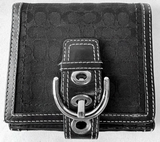 Y2K Vintage Coach Soho Signature Buckle Black Canvas Leather Wallet