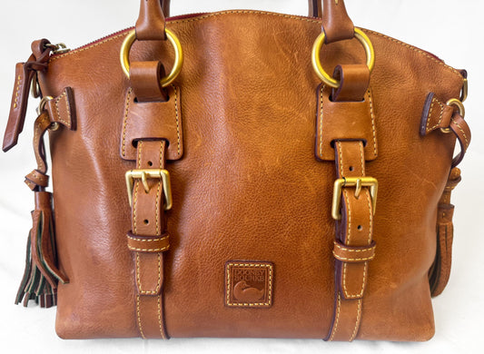 Vintage Dooney and Bourke Florentine Bristol Natural Brown Top Handle Satchel Bag