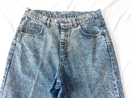 Vintage Lee Riveted Light Acid Wash Tapered High Rise Unisex Jeans, Men's Sz. 32" x 31"