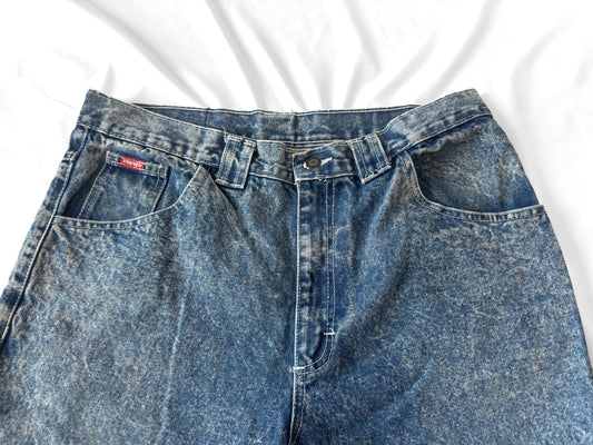 90s Wrangler Medium Acid Wash Men's Tapered Leg Jeans, Men's Sz. 36" x 32", Rare Vintage Western Jeans