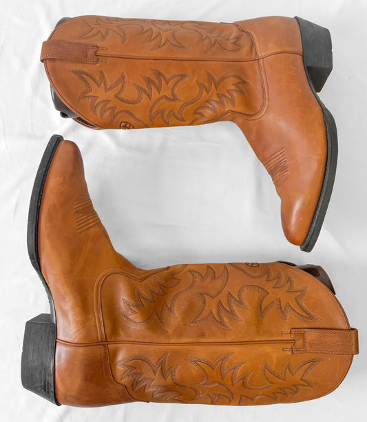 Vintage Style Ariat Heritage Brown Tan Leather Cowboy Boots, Men's Sz. 13D