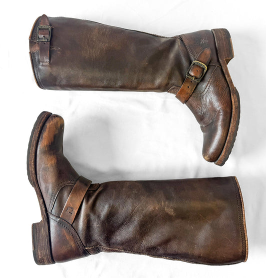 Vintage Style Frye Veronica Tall Knee High Brown Leather Boots, Sz. 9.5B