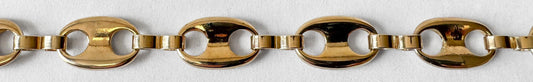 Vintage Gold Toned Metal Mariner Anchor "Gucci Puff" Adjustable Chain Link Belt