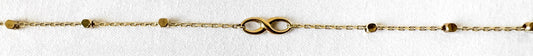 10K Yellow Gold Infinity Round Ball Station Beaded Chain Bracelet