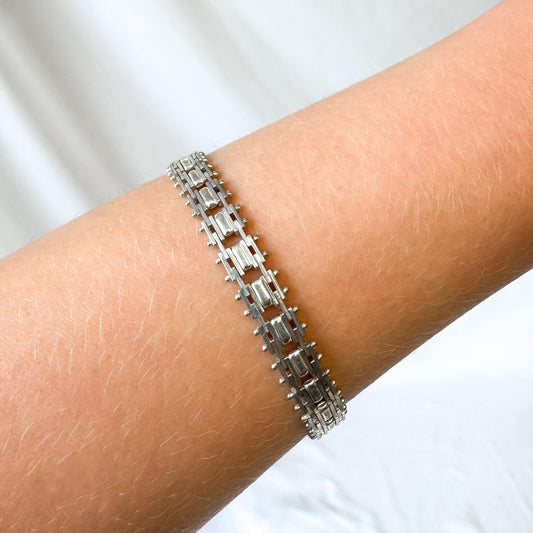 Vintage 925 Italy Sterling Silver Riccio Woven Mesh Style 1/4" Unisex Chain Link Bracelet
