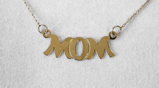 Vintage 10K OroAmerica Yellow Gold "MOM" 18 Inch Dainty Pendant Necklace