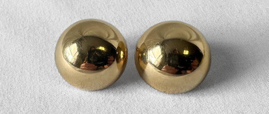 Vintage 14K George Carter Jessup Yellow Gold Globe Clip On Earrings
