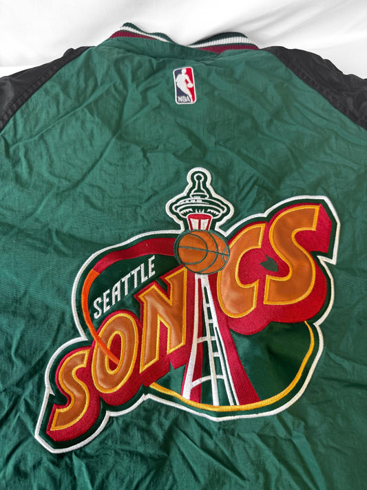 Vintage 90s Seattle SuperSonics NBA Starter Half Zip Puffer Jacket, Men's Sz. XL
