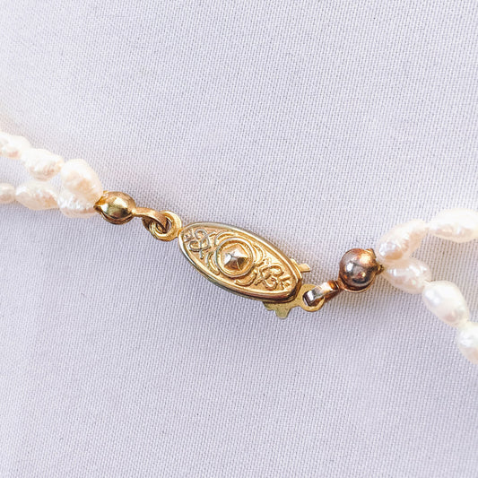 Vintage Baroque Freshwater Pearl Nugget Necklace Double Strand with Vintage Clasp