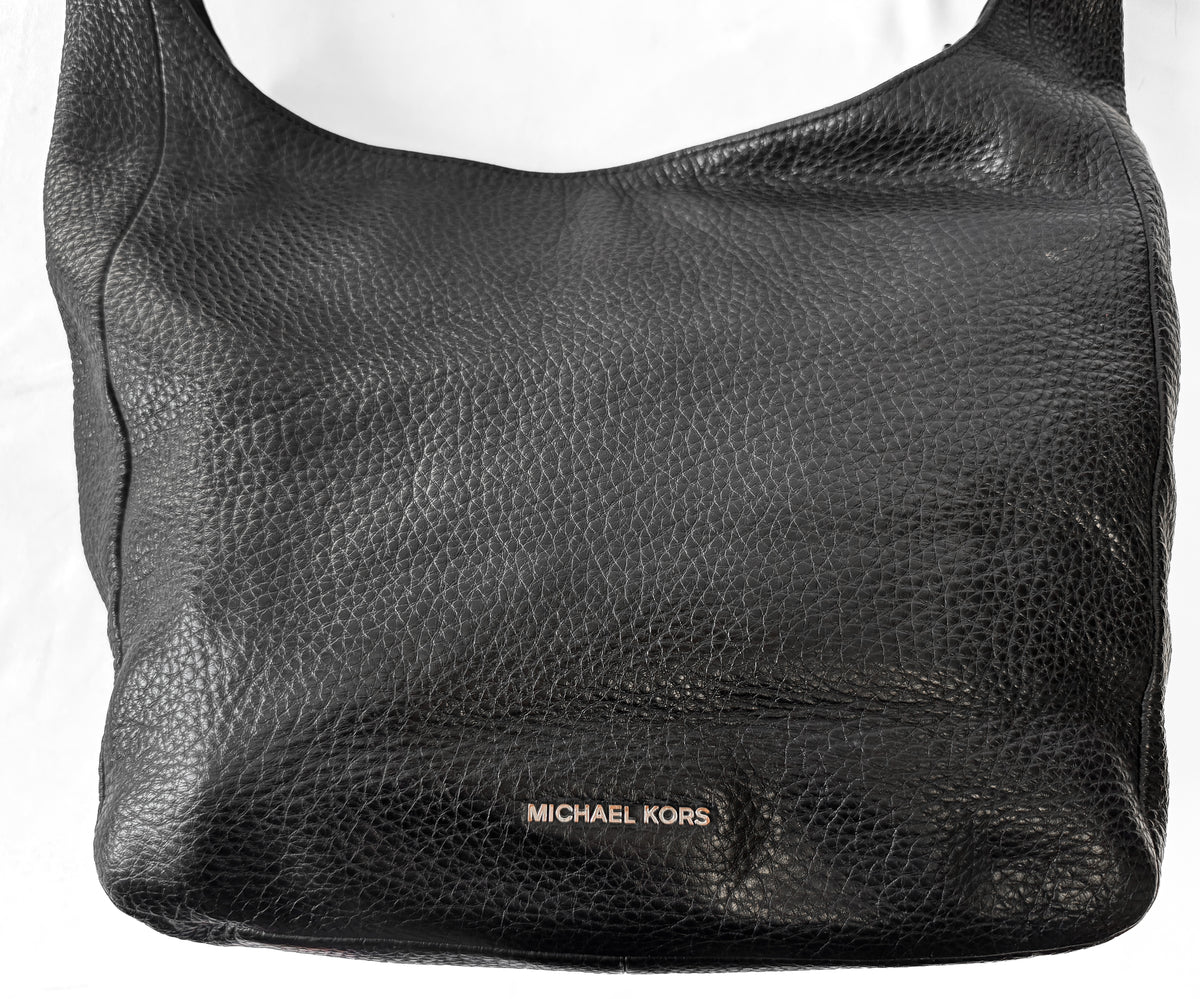 Michael Kors Black Pebbled Leather Slouchy Large Hobo Shoulder Bag