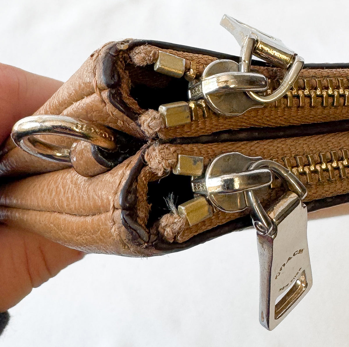 Coach Camel Brown Pebbled Leather Wallet Wristlet