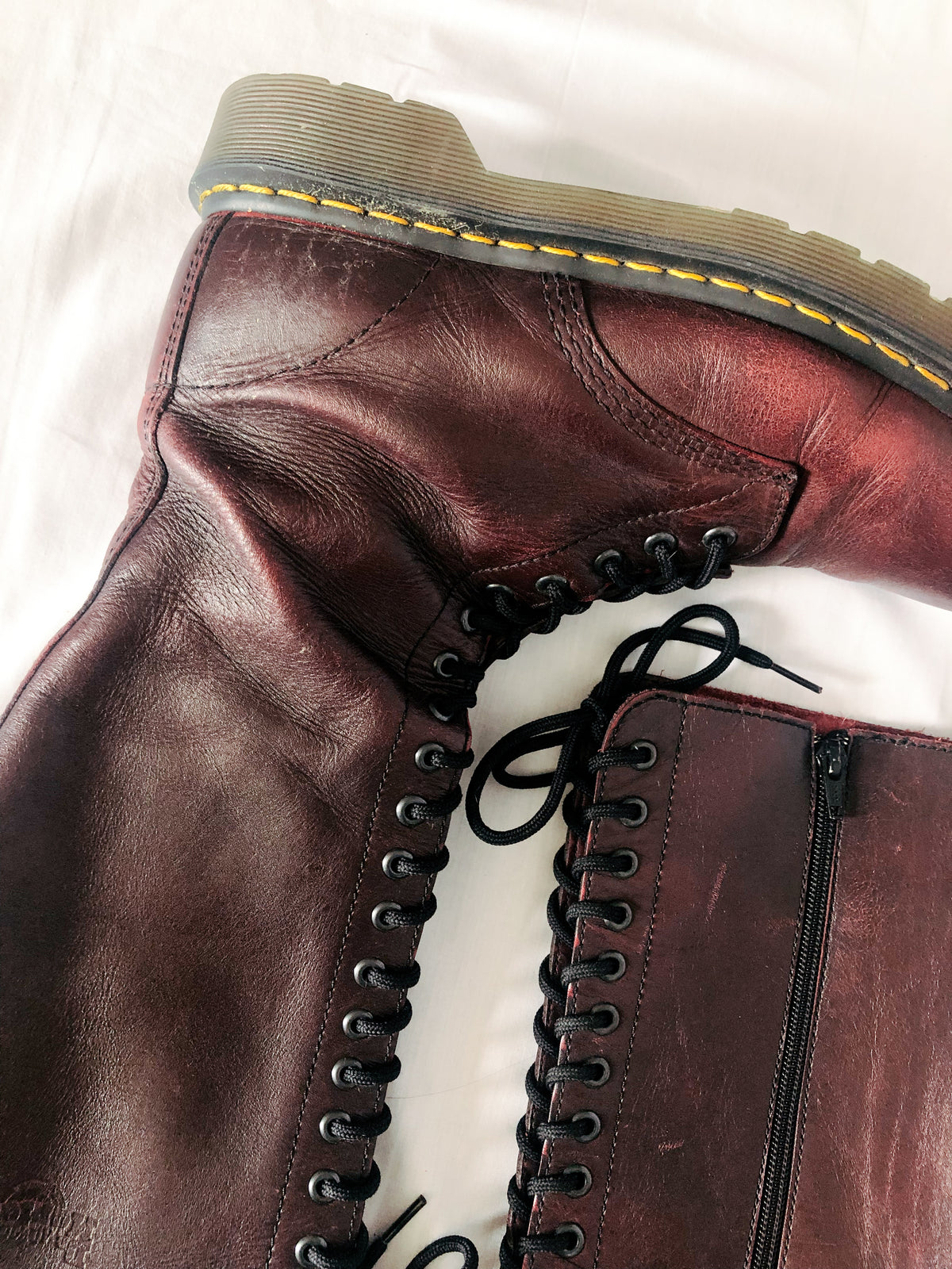 Dr. Martens Smooth Maroon  Leather 20-Eye Knee High Women's 11