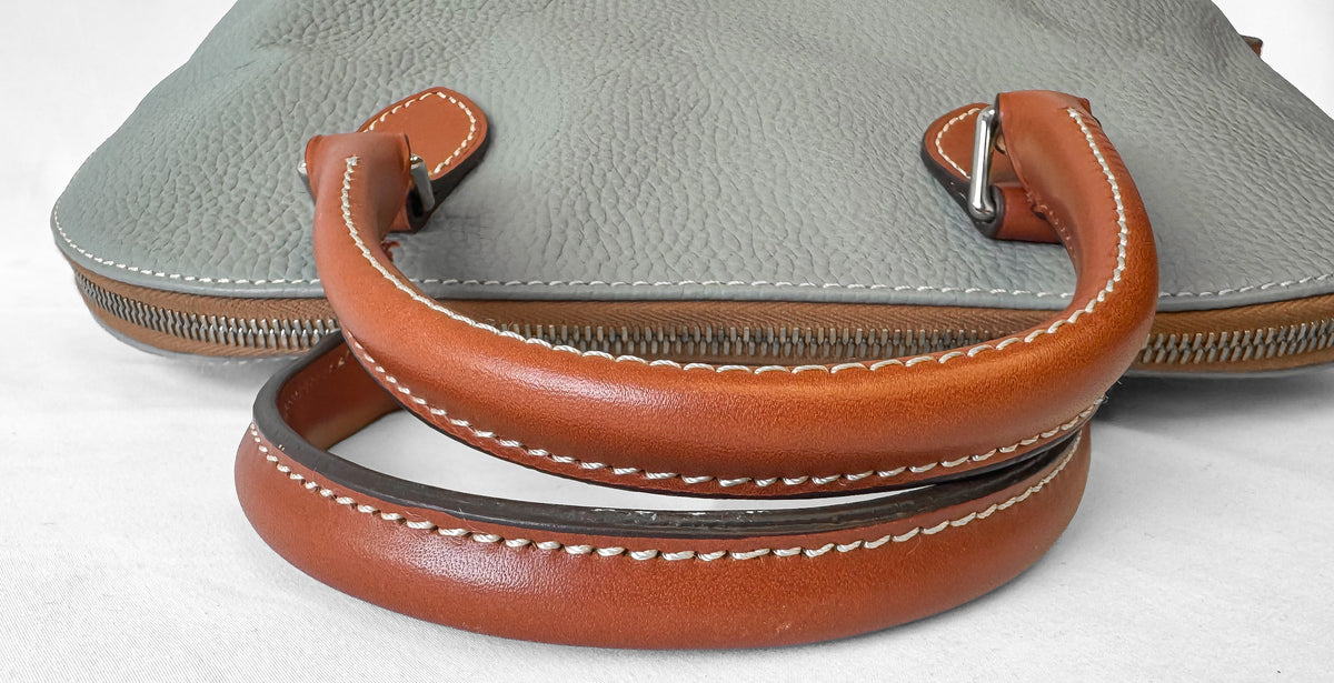 Dooney and Bourke Gray Pebbled Leather Dome Satchel Handbag