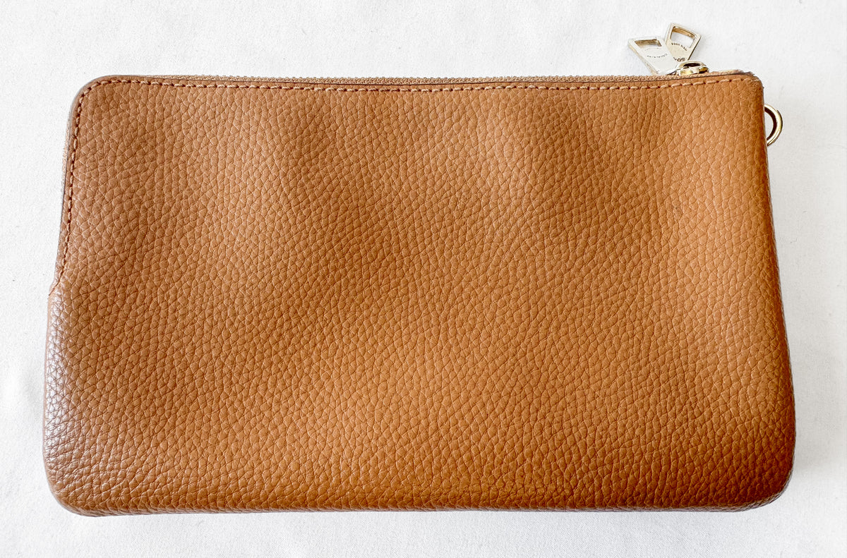 Coach Camel Brown Pebbled Leather Wallet Wristlet