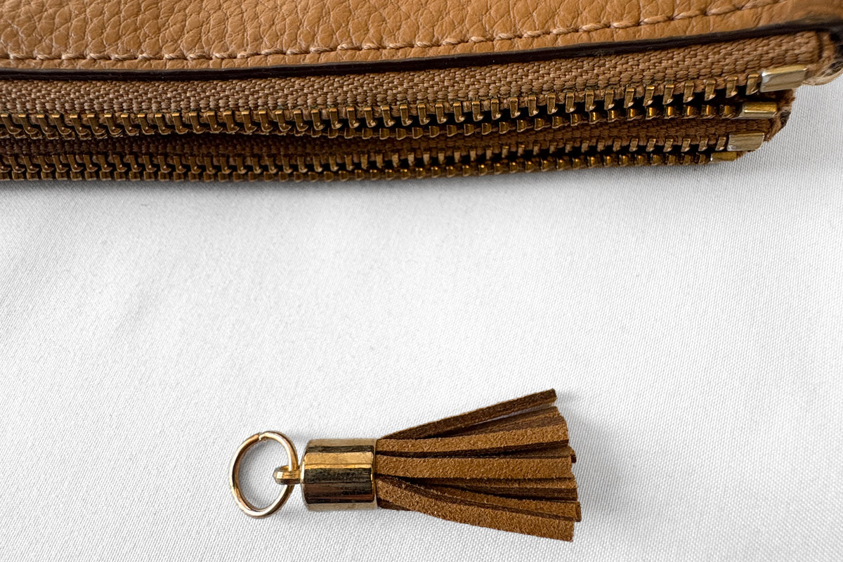Coach Camel Brown Pebbled Leather Wallet Wristlet