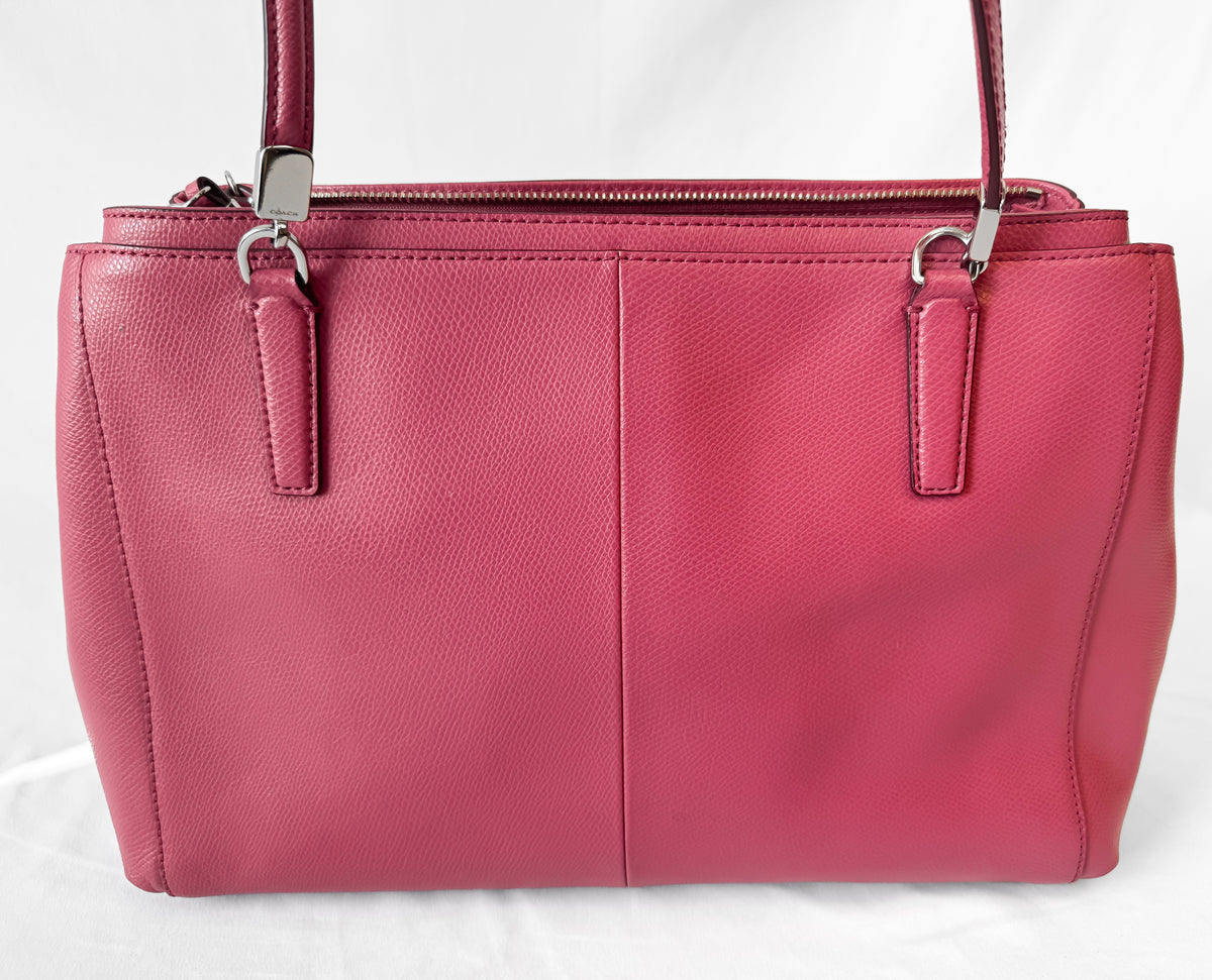 Coach Christie Pink Large Leather Carryall Shoulder Tote Bag with Detachable Crossbody Strap, Style #34672