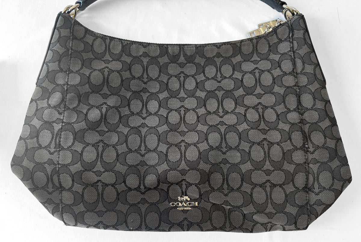 Coach East/West Signature Celeste Jacquard Dark Gray Hobo Shoulder Bag, Style #56327