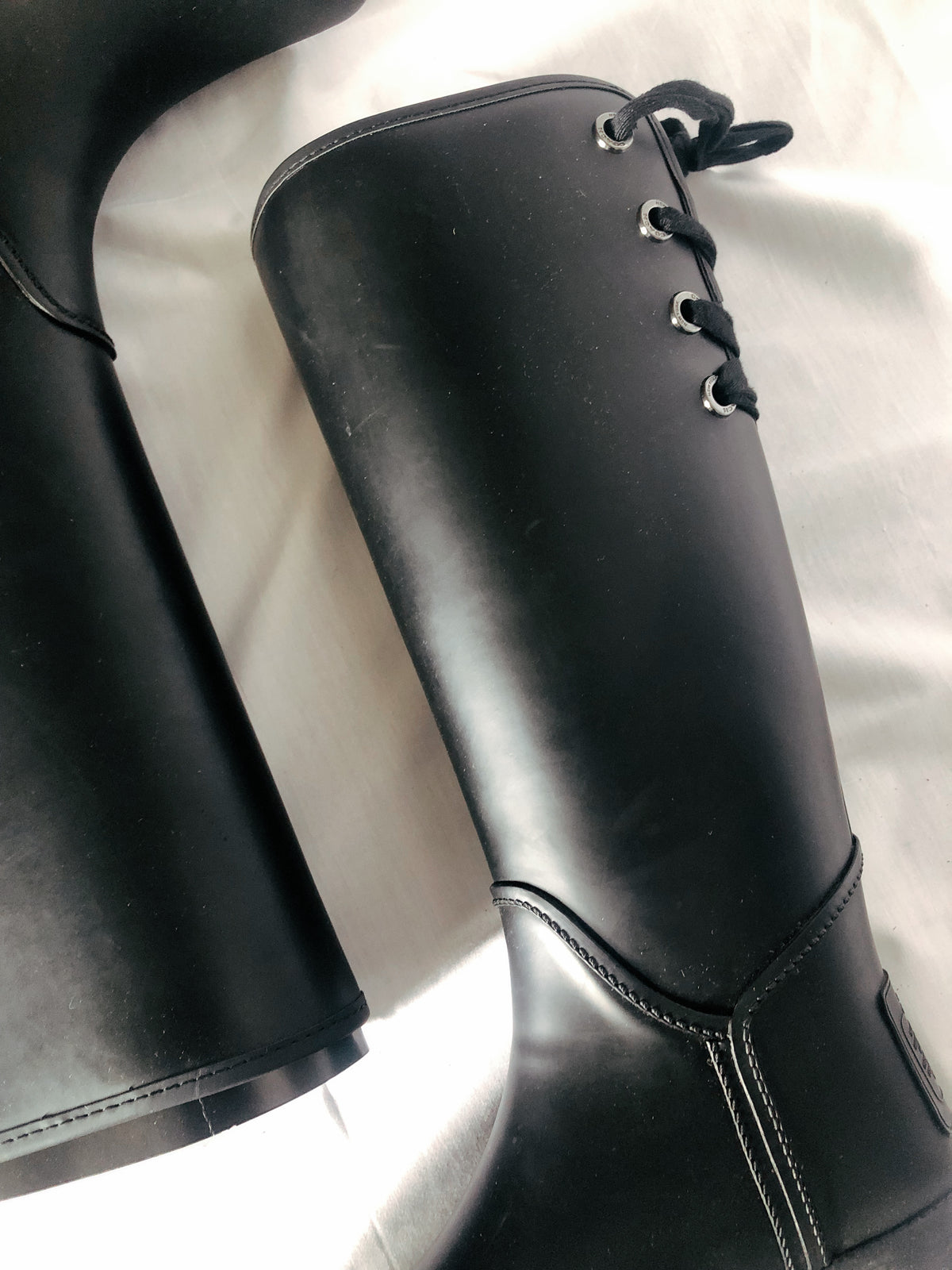 Coach Black Rubber Rain Boots with Fleece Lined Interior, Women's Sz. 8