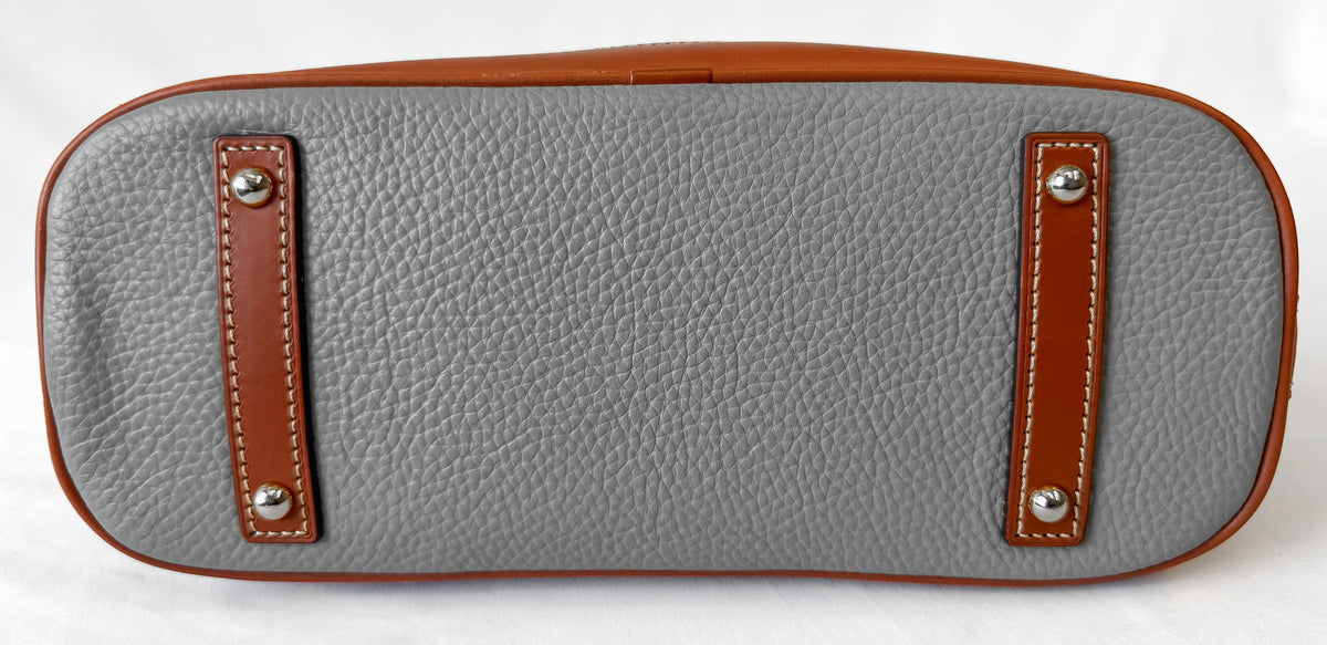 Dooney and Bourke Gray Pebbled Leather Dome Satchel Handbag