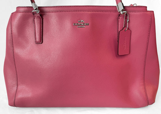 Coach Christie Pink Large Leather Carryall Shoulder Tote Bag with Detachable Crossbody Strap, Style #34672