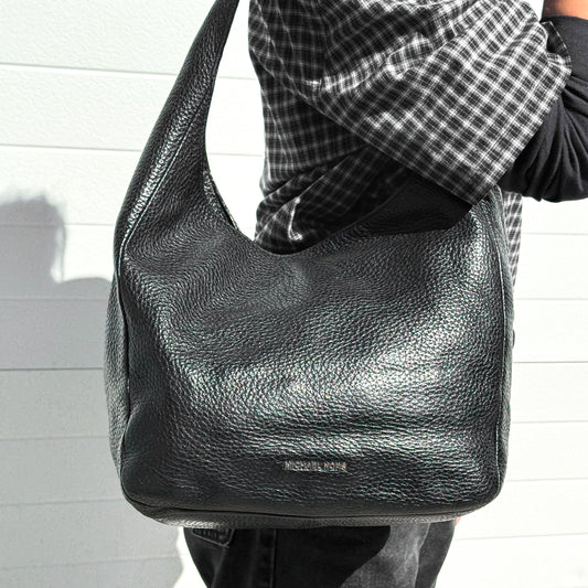 Michael Kors Black Pebbled Leather Slouchy Large Hobo Shoulder Bag