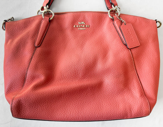 Y2K Coach Coral Pink Small Kelsey Satchel Handbag with Detachable Crossbody Strap, Style #28993