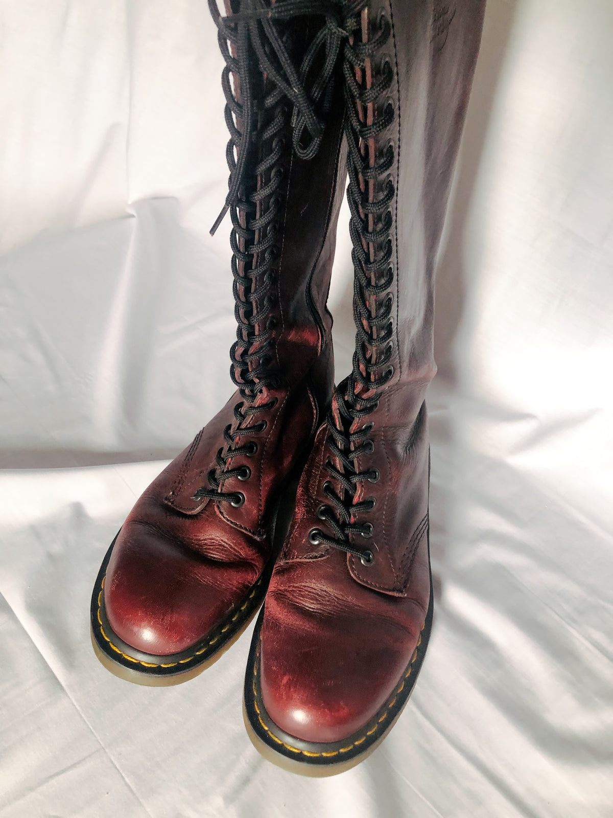 Dr. Martens Smooth Maroon  Leather 20-Eye Knee High Women's 11