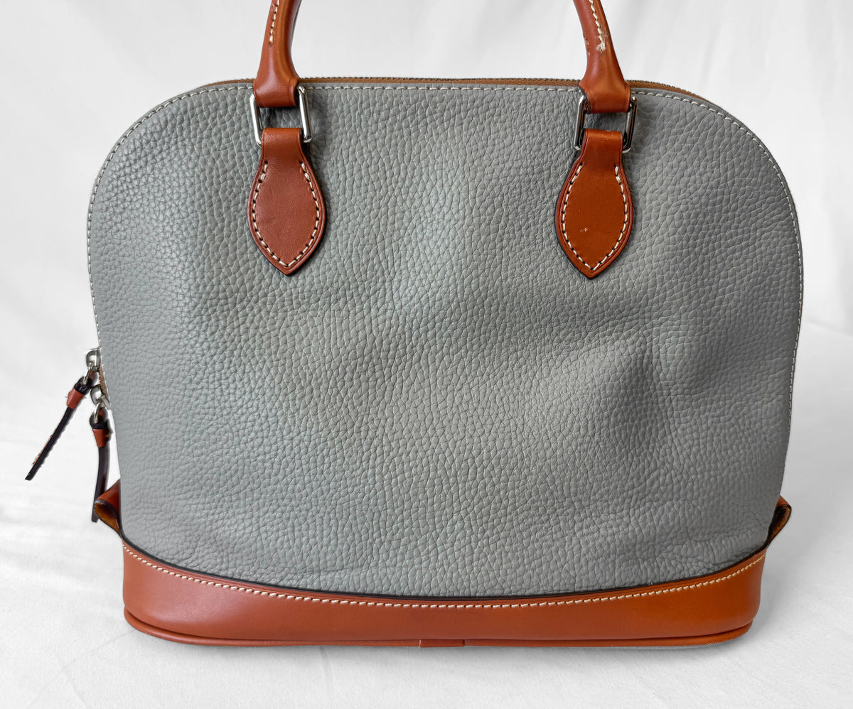 Dooney and Bourke Gray Pebbled Leather Dome Satchel Handbag