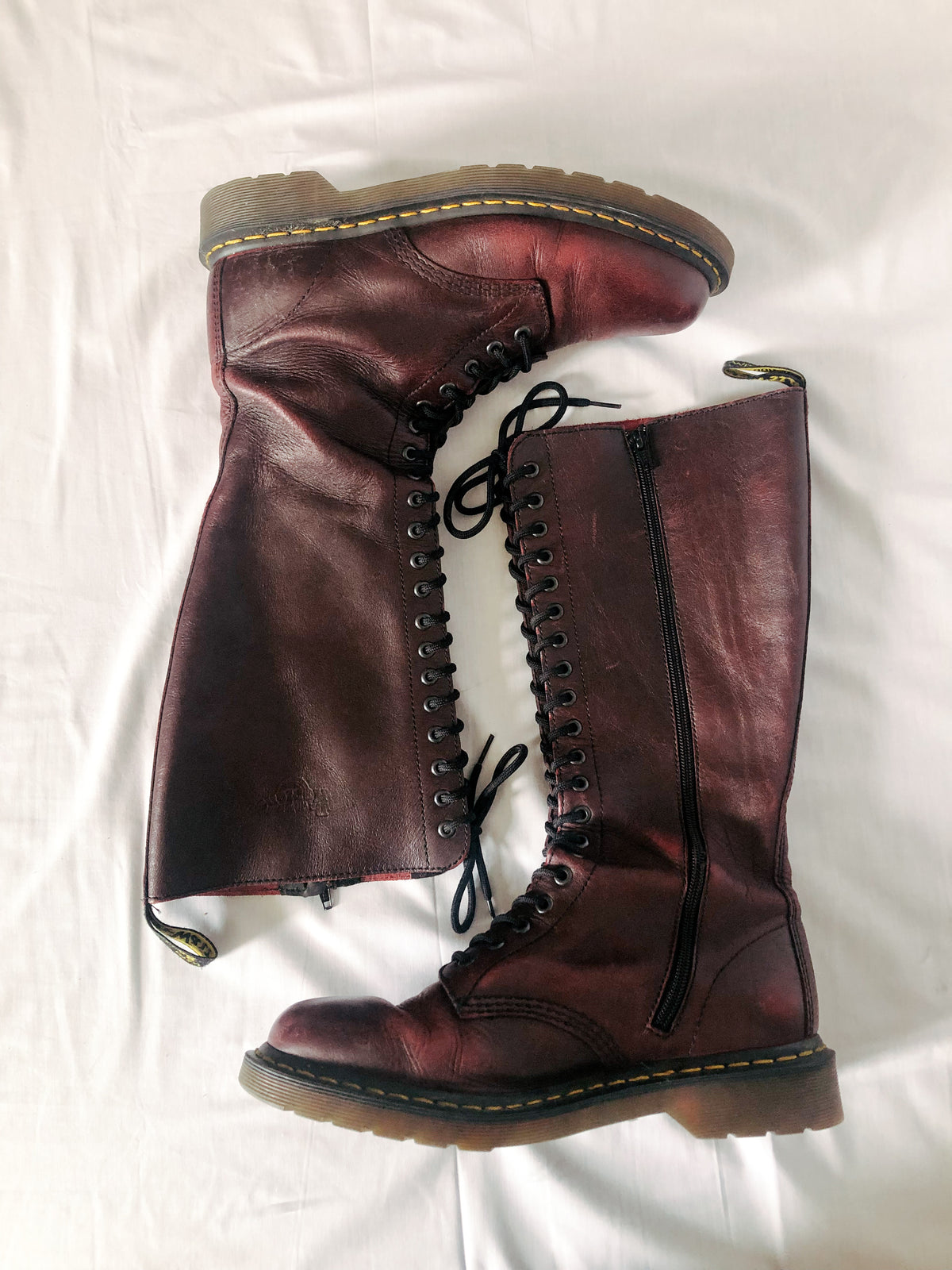 Dr. Martens Smooth Maroon  Leather 20-Eye Knee High Women's 11