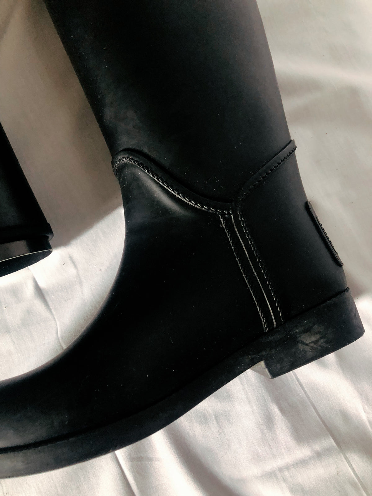 Coach Black Rubber Rain Boots with Fleece Lined Interior, Women's Sz. 8