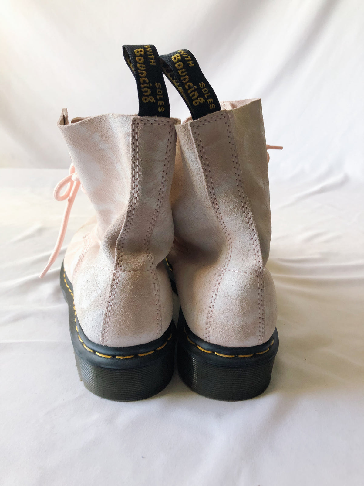 Dr Martens 1460 Pascal Tie Dye Pink White Suede Combat Boots, Women's Sz. 9