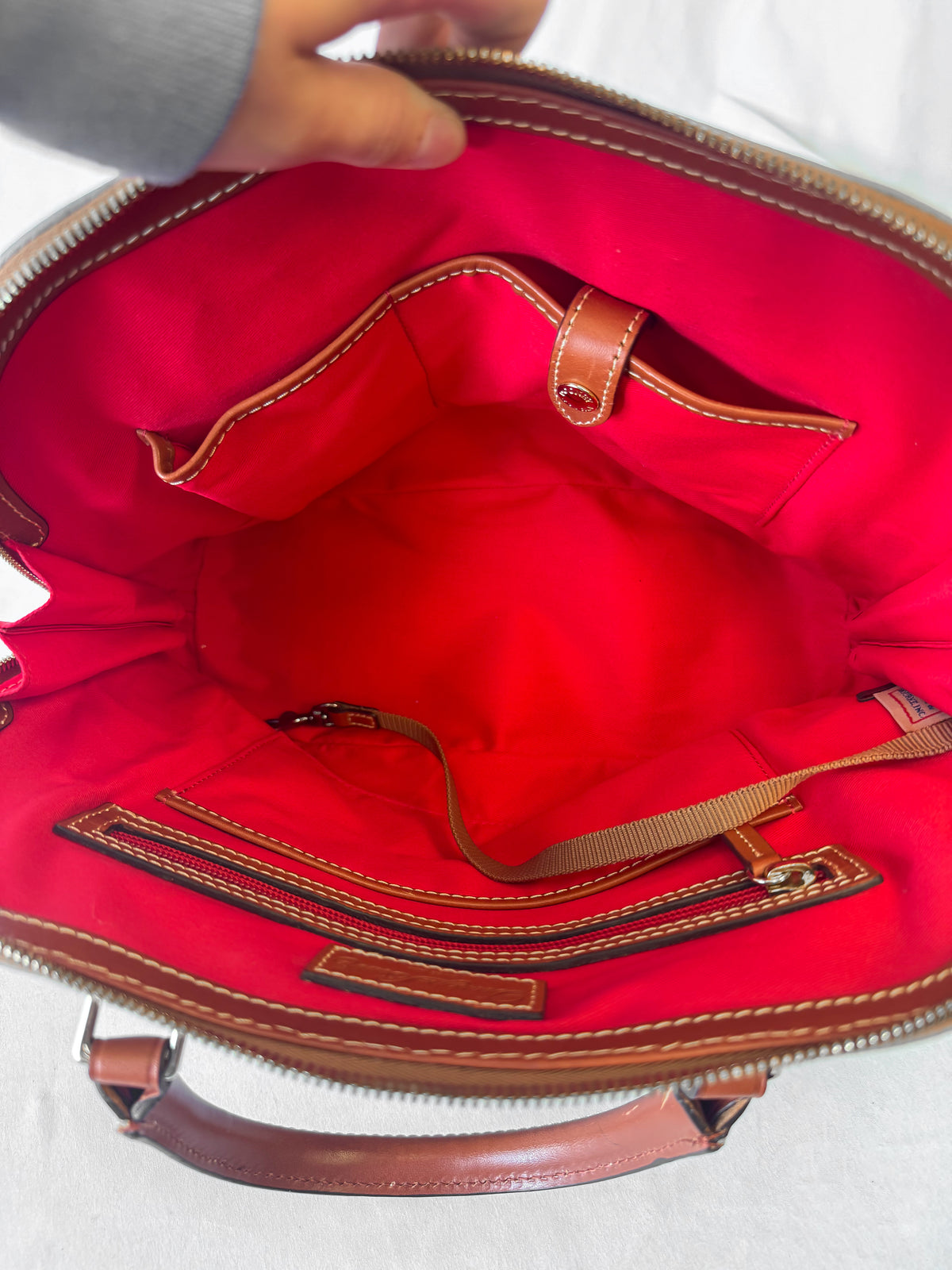 Dooney and Bourke Gray Pebbled Leather Dome Satchel Handbag