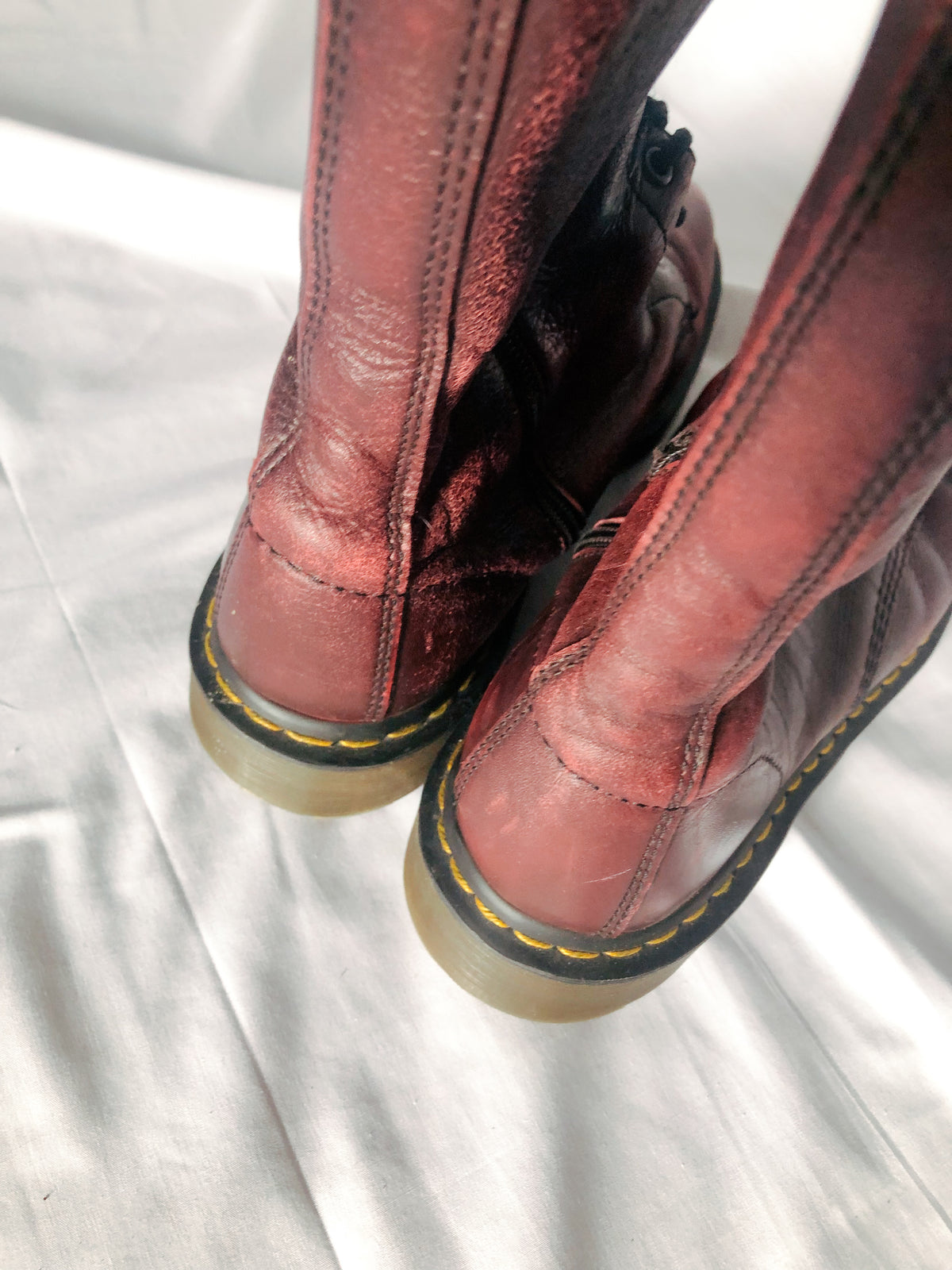 Dr. Martens Smooth Maroon  Leather 20-Eye Knee High Women's 11