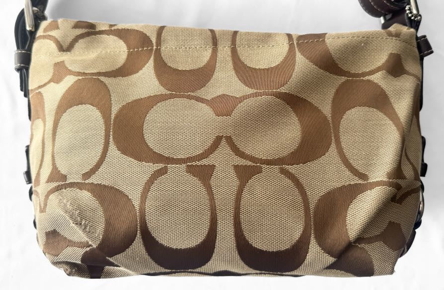 Y2K Coach East/West Beige Brown Signature Canvas Shoulder Bag, Style #15068