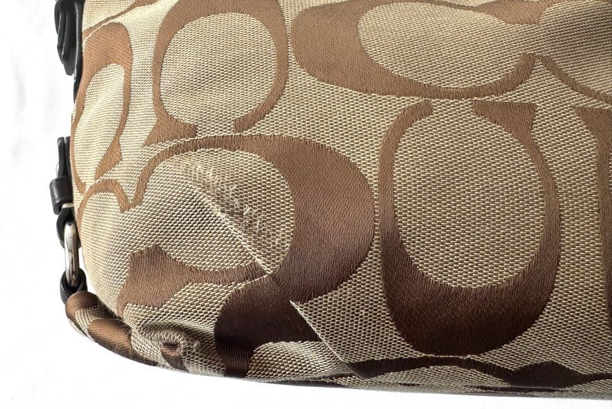 Y2K Coach East/West Beige Brown Signature Canvas Shoulder Bag, Style #15068