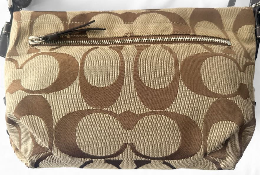 Y2K Coach East/West Beige Brown Signature Canvas Shoulder Bag, Style #15068