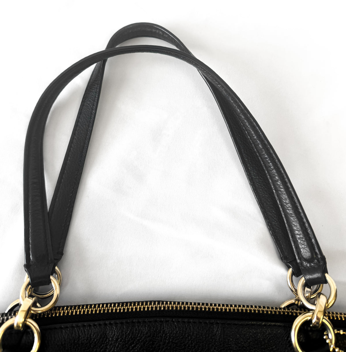 Coach Large Kelsey Black Pebbled Leather Satchel with Detachable Crossbody Strap, Style #36591